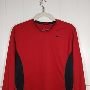 Nike Pro Combat Shirt Fitted Base Layer Men's Medium Red Compression LS 356864
